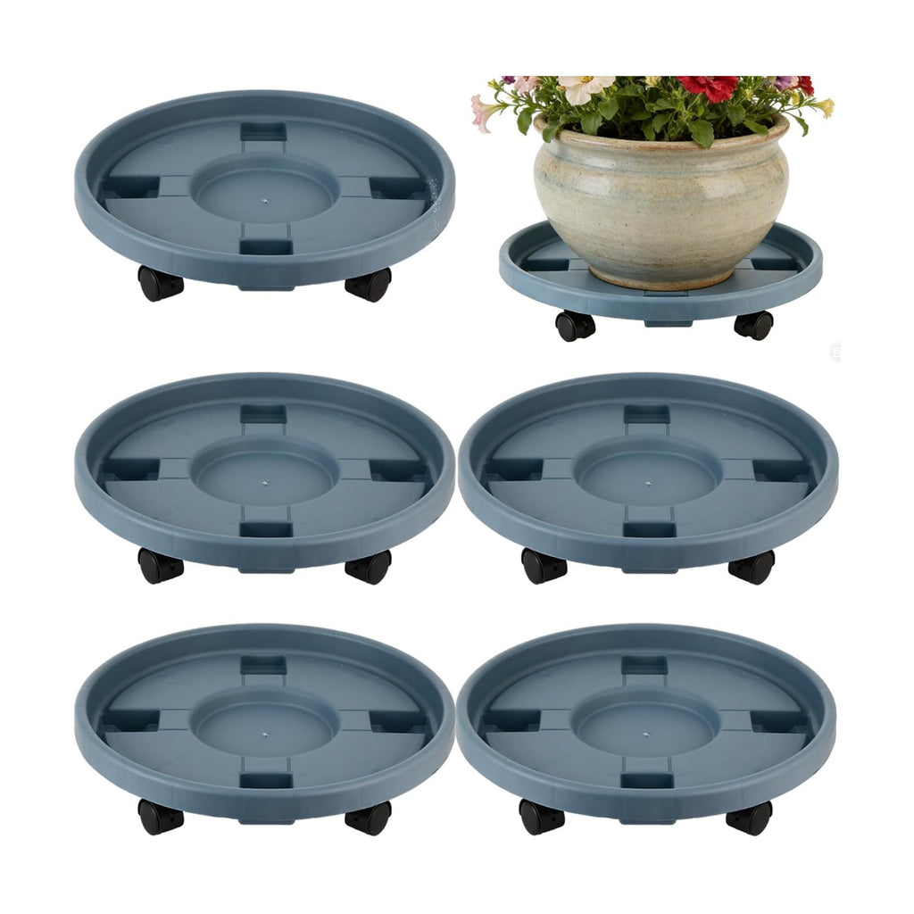 Party Zealot 5-Pack 13" Large Plant Caddy with Wheels Plastic Plant Dolly with Caster Flower Pot Mover Rollers Wheeled