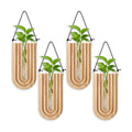 Set of 4 Wooden Wall Planter Vase Hanging Propagation Stations Glass Plant and Flower Vases Wall Plant Holder for