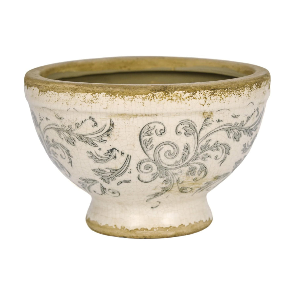Dosayes Vintage Ice Crackle Grazd Ceramic Flower Pot with Drainage Holes, 4.33 Inch Rustic Planter for Indoor Plants