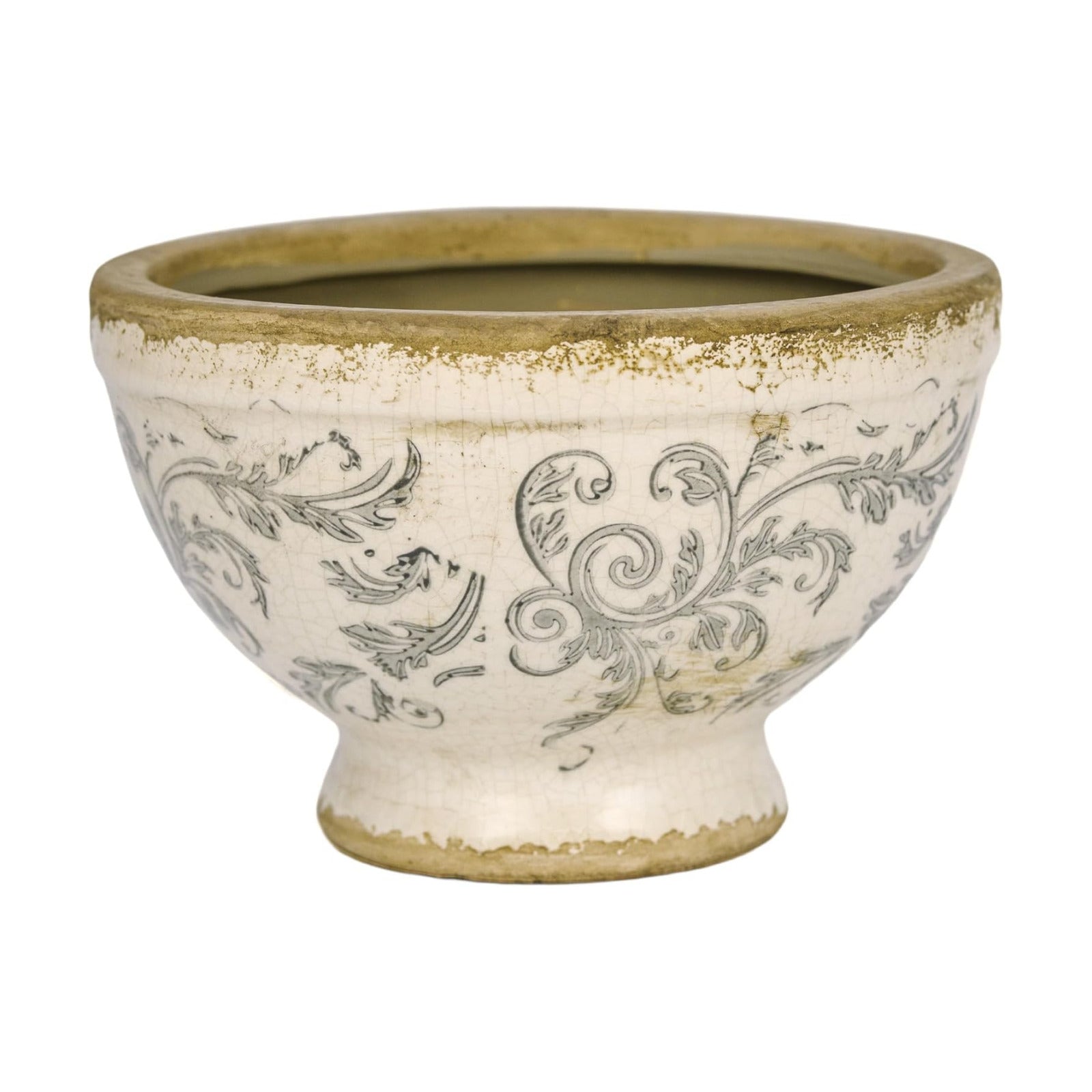 Dosayes Vintage Ice Crackle Grazd Ceramic Flower Pot with Drainage Holes, 4.33 Inch Rustic Planter for Indoor Plants