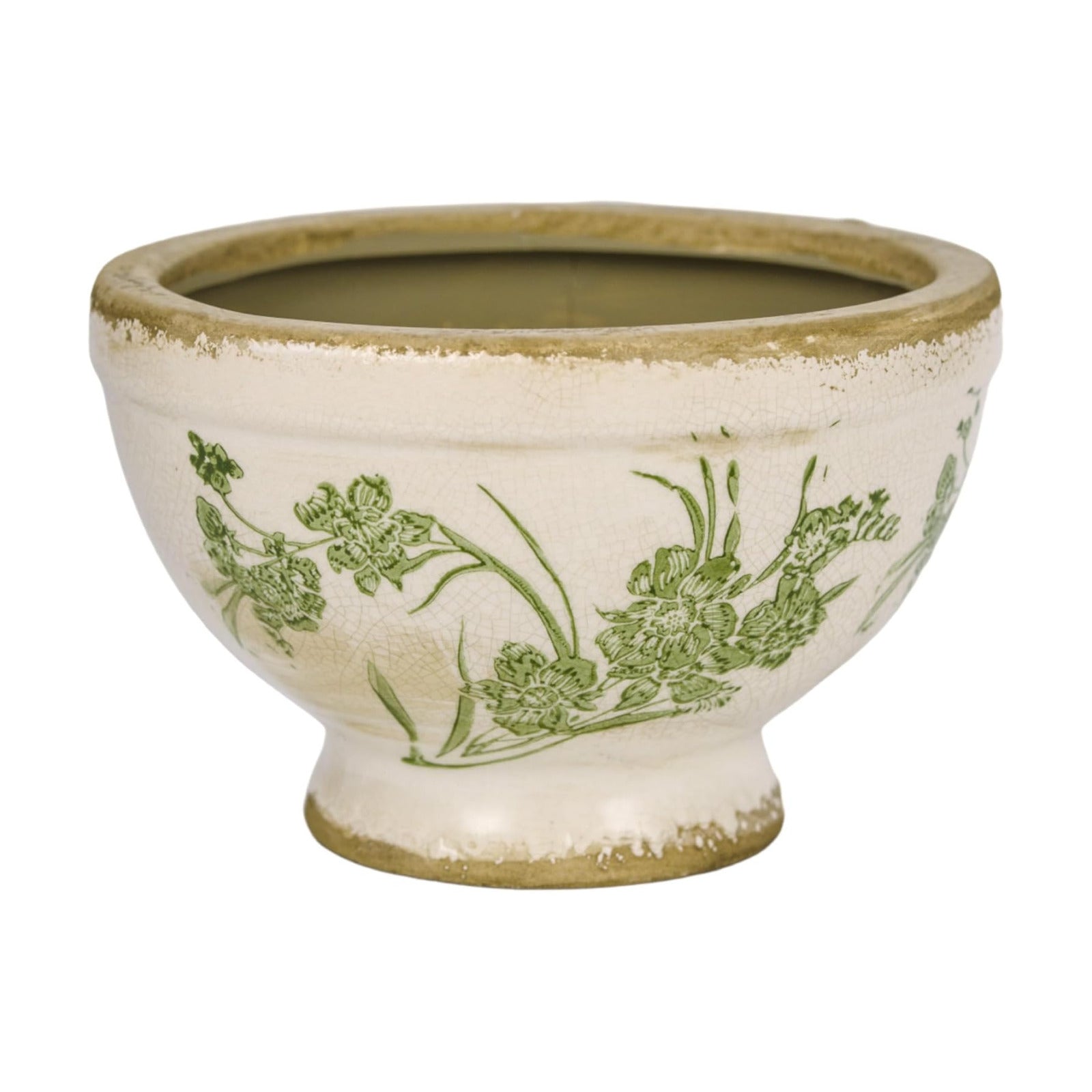 Dosayes Vintage Ice Crackle Grazd Ceramic Flower Pot with Drainage Holes, 4.33 Inch Rustic Planter for Indoor Plants