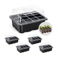 5-Pack Seed Starter Tray Seedling Kits,Plant Starter Kit with Adjustable Humidity Dome and Base Indoor Greenhouse Mini Propagator for Seeds Growing Starting(Blck)