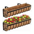VOXOR Railing Planter Boxes, 24 Inch Window Boxes Planters, Balcony Planters with Adjustable Brackets & Coco Liner for
