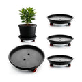 RooTrimmer 4 Pack 13 Inch Plant Caddy with Wheels and Drainage Tray, Gray | Heavy duty rolling plant stand with casters