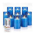 Homemory Blue Flameless LED Pillar Candles with Remote Timer, Set of 9