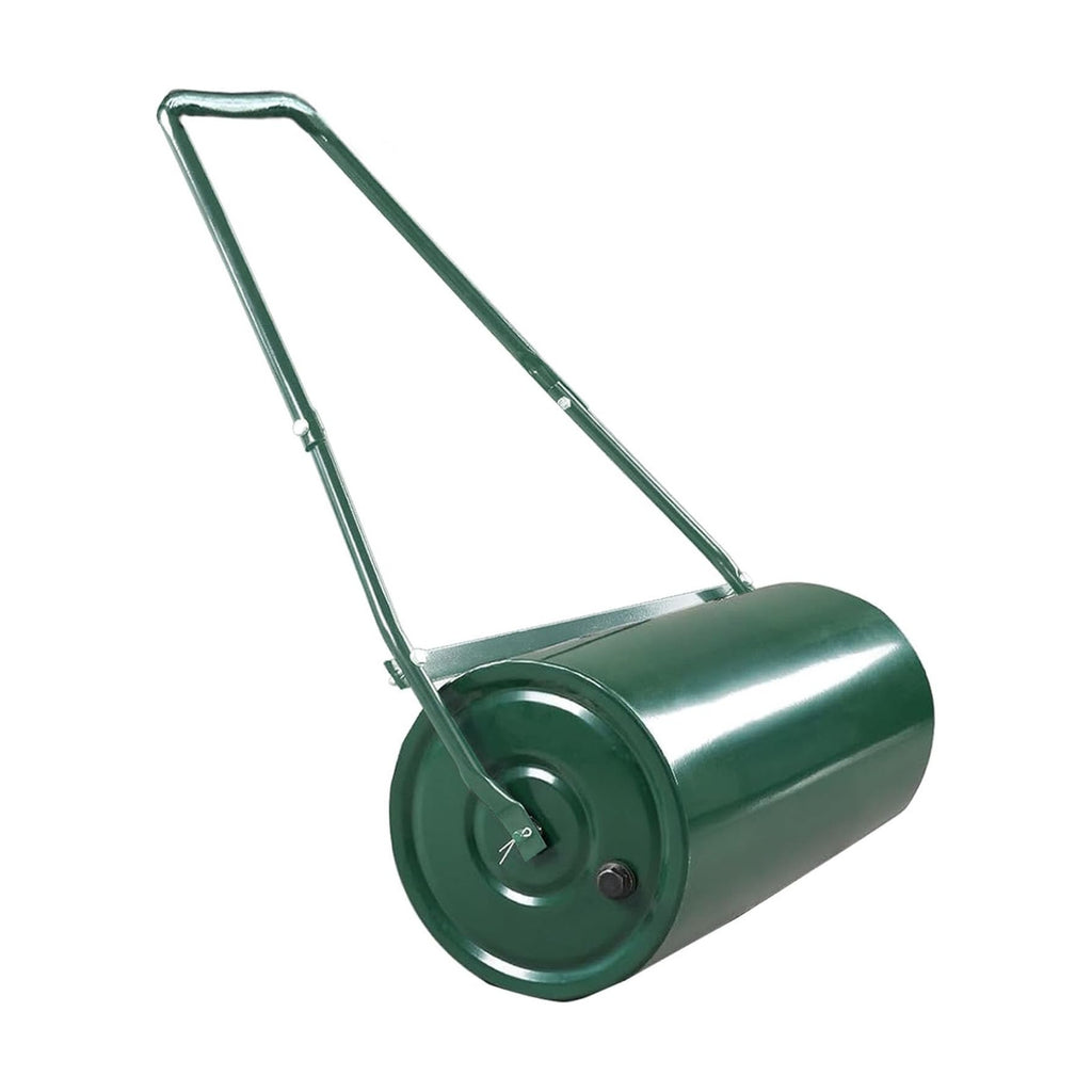 Tow-Behind Garden Lawn Roller, 9.5 Gallon, Heavy Duty Steel with u-Handle, Water/Sand Fillable – Perfect for Leveling