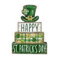 DIYDEC 4Pcs St.Patrick's Day Table Decoration Shamrocks Hat Wooden Block Signs Rustic St. Patrick Tiered Tray Decor Happy St.Patrick's Day Centerpiece Sign for Farmhouse Holiday Tabletop Party Decor