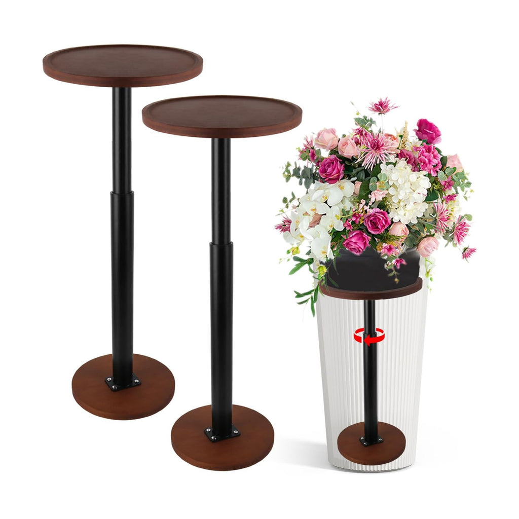 LUTTY 2 Pack Plant Risers for Inside Pots, Wooden 13.8-21.7" Adjustable Height Plant Riser