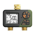 Diivoo Brass Hose Timer 2 Outlet, Sprinkler Timer for Garden Hose | IP66 Waterproof, Large Display Easy Program, Rain
