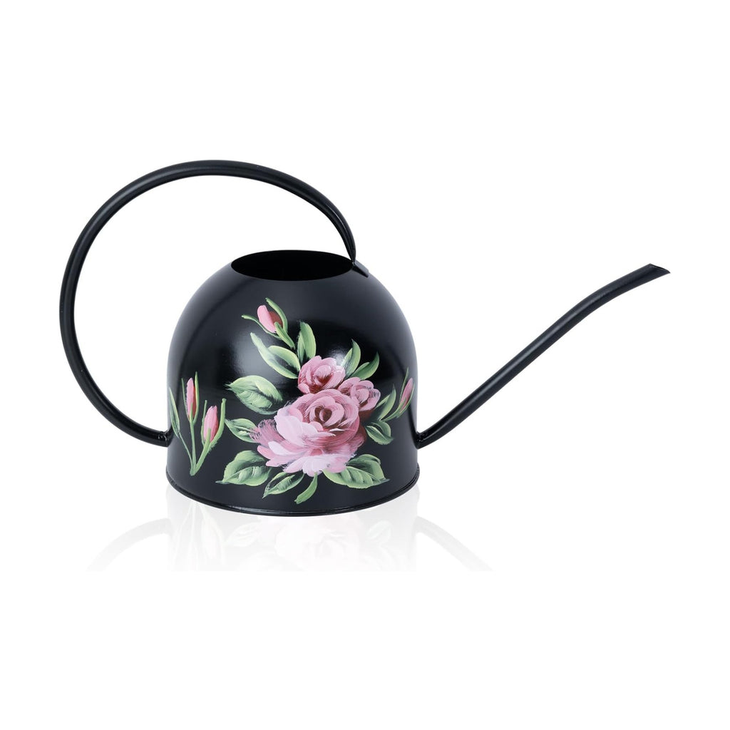 MOYEE Metal Small Watering Can for Indoor Outdoor Plants, Pretty Water Cans | Hand-painted Flowers, Durable Rust-proof