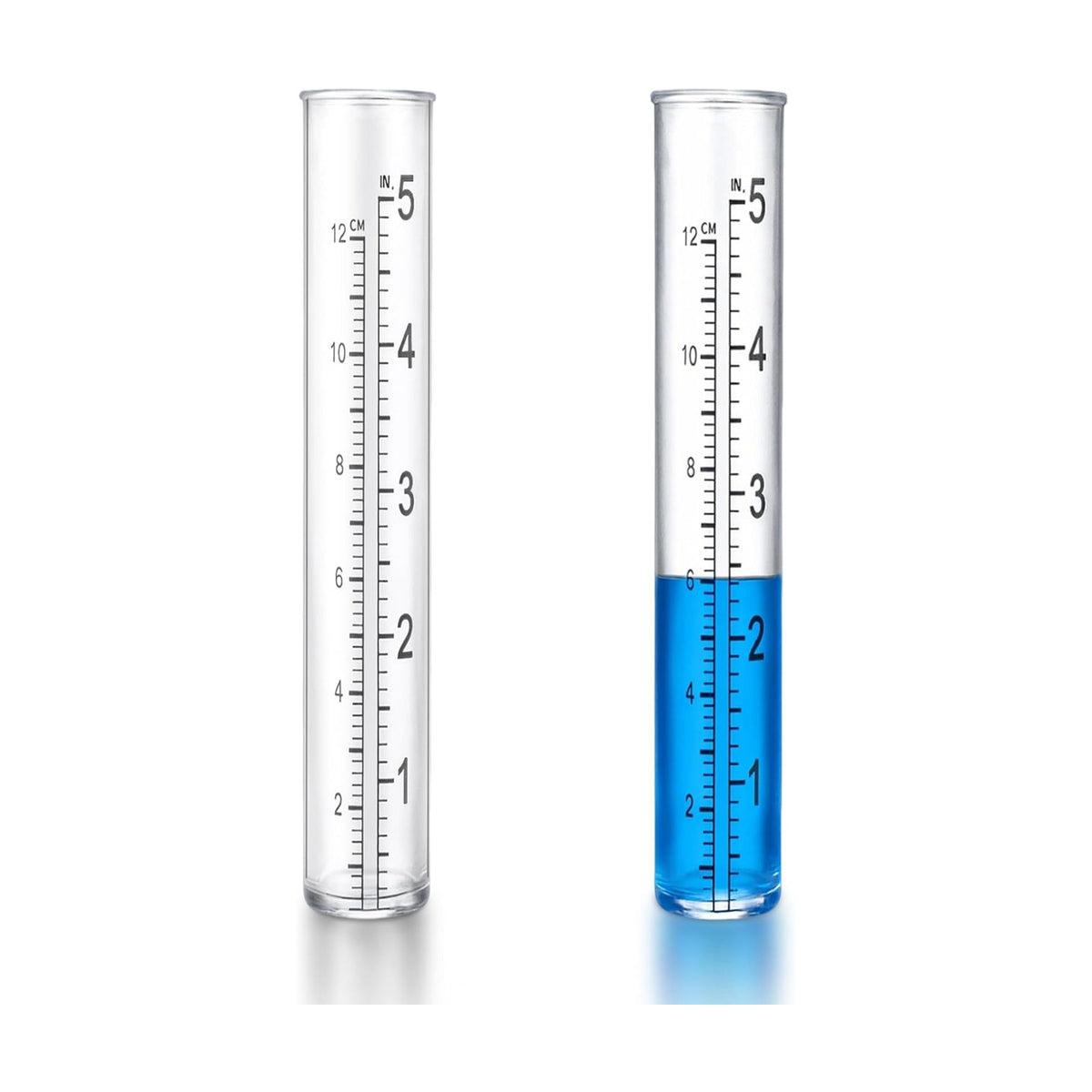 Larrel 2 Pcs Plastic Rain Gauge Replacement Tubes, 5.31inx0.91in/13.5cmx2.3cm Clear Practical Outdoor Rain Gauges with Dual Scales Outdoor Rains Gauges for Outdoors Garden Yard Home Using
