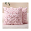 Softalker Spring Summer Throw Pillow Covers 18 x 18 Inch Set of 2, Farmhouse Decorative Floral Daisy Soft Faux Fur Cushion Covers, 3D Pillow Cases for Couch Bedroom Living Sofa Room Home Decor, Pink