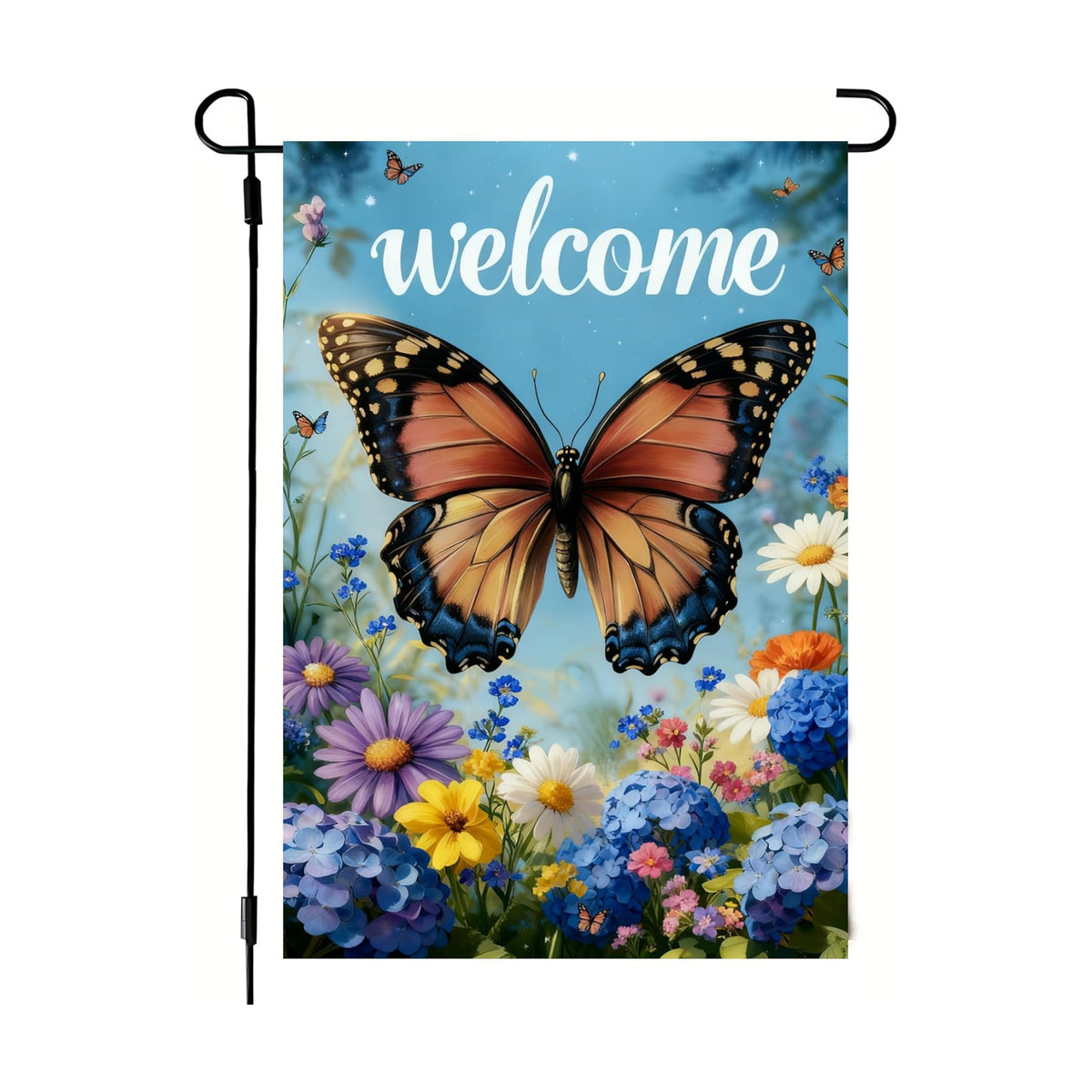 Spring Summer Butterfly Garden Flags Outside 12x18 Double Sided