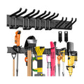 Garage Tool Organizer Wall Mount, 48" Heavy-Duty Metal Wall Organizer, 3 Rails with 6 Adjustable Hooks, Garden Storage