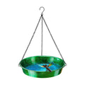 Hanging Bird Bath & Feeder, 11.5" Metallic Green/Blue Metal Birdbath Bowl