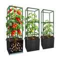 3 Set 49" Square Tomato Cages with 18 Gallon Grow Bags, Steel Trellis | Heavy Duty Tomato Trellis Kit, Garden Plant