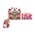 Rose Castle DIY Diamond Art Painting Door Corner Decor, Wooden Frame Signs with Valentines Day Castle Designs for Holiday Home, Festive Wall Hanging Gift for Family