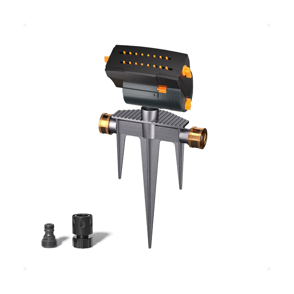 Diivoo Garden Sprinkler with Step Spike Base, Mini Turbo Oscillating Water Sprinklers for Yard, Adjustable Width, Range