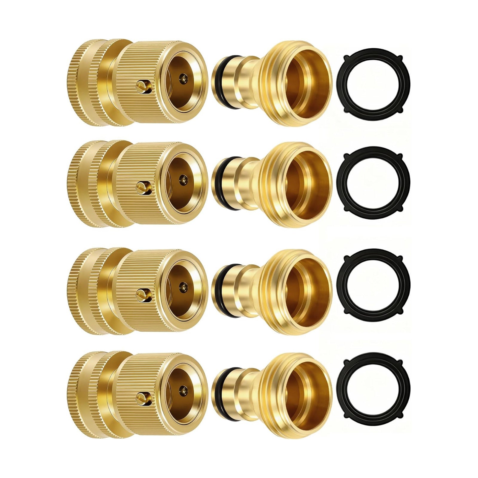 RainPoint Quick Connect Hose Fittings 3/4" GHT - Solid Brass Garden Hose Connectors, No-Leak Design & Universal Fit for