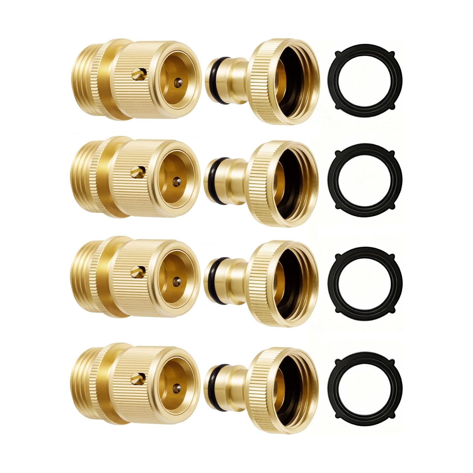 RainPoint Garden Hose Quick Connectors, Heavy Duty Solid Brass 3/4 Inch GHT, Universal Leak-Proof Fittings for Easy