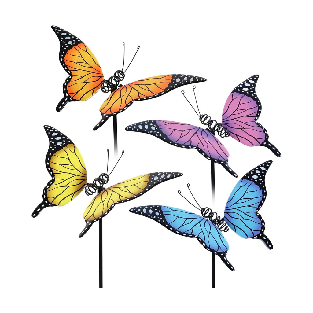 hogardeck Garden Decor for Outside, Set of 4 Metal Butterfly Decorative Garden Stakes for Spring Decor, Yard Art Garden