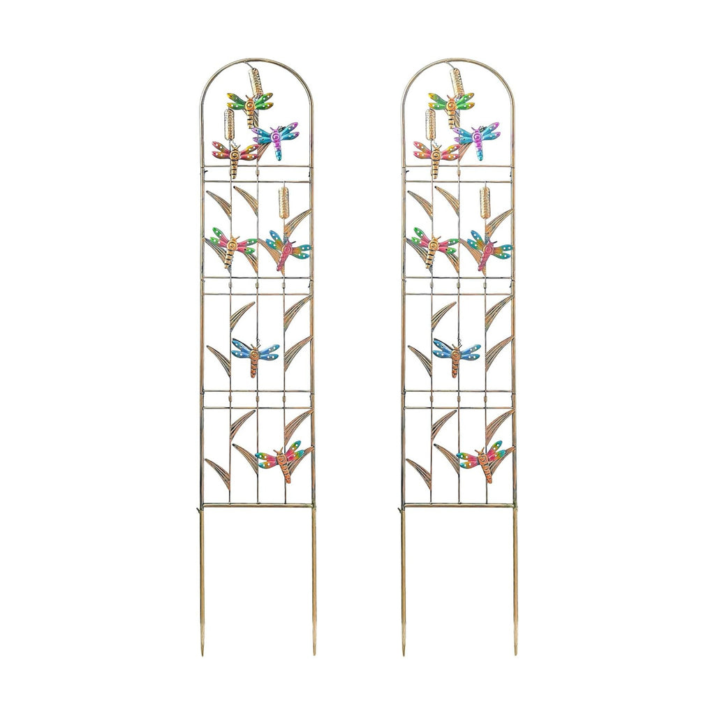 aboxoo 2-Pack Dragonfly Metal Garden Trellis, 60" Decorative Outdoor Fence | For climbing