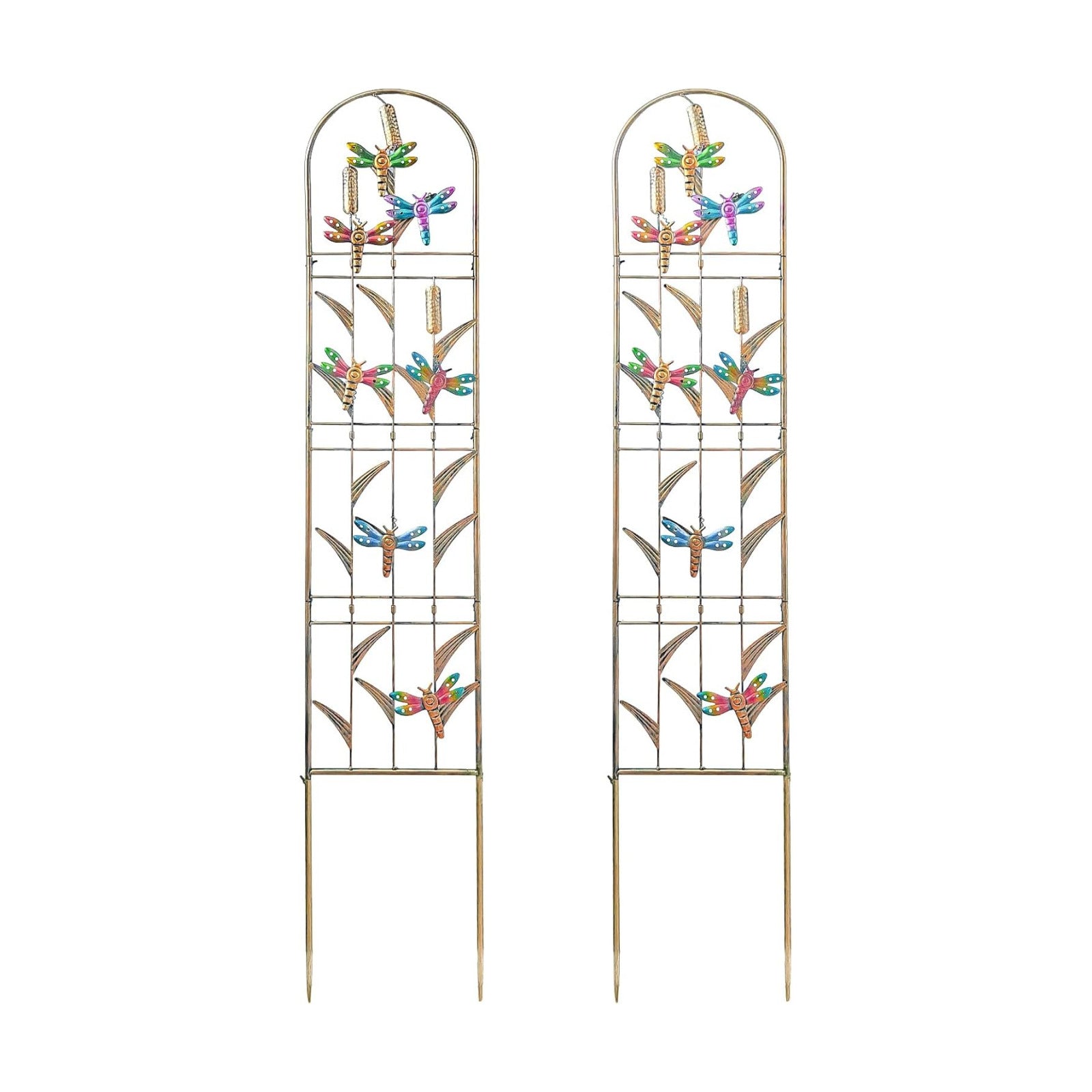 aboxoo 2-Pack Dragonfly Metal Garden Trellis, 60" Decorative Outdoor Fence | For climbing