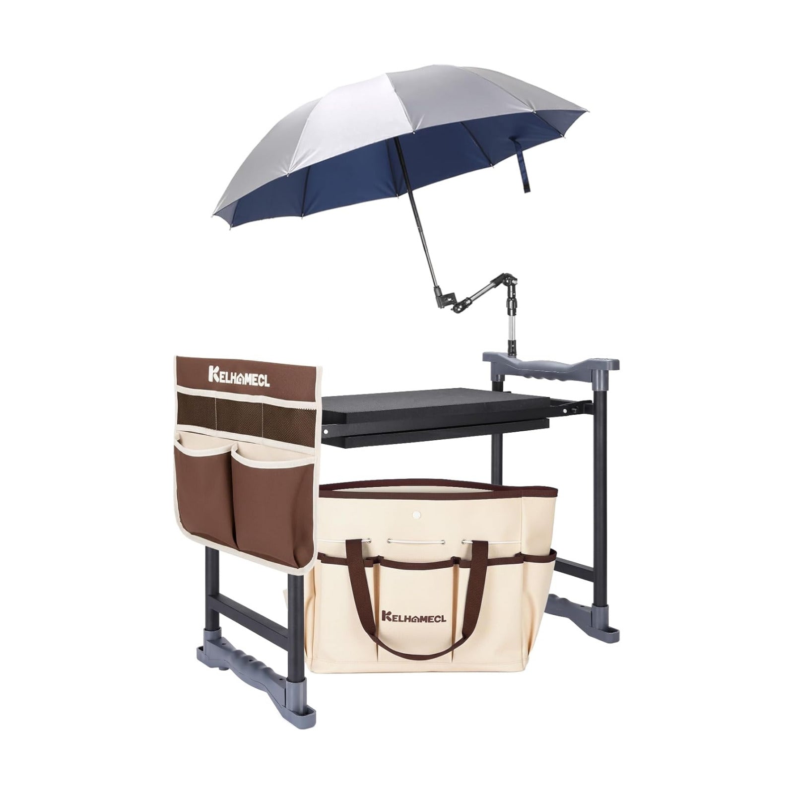 Garden Kneeler and Seat with Umbrella,Heavy Duty Gardening Bench and Stool | 2-in-1 Foldable Gardening Stool with