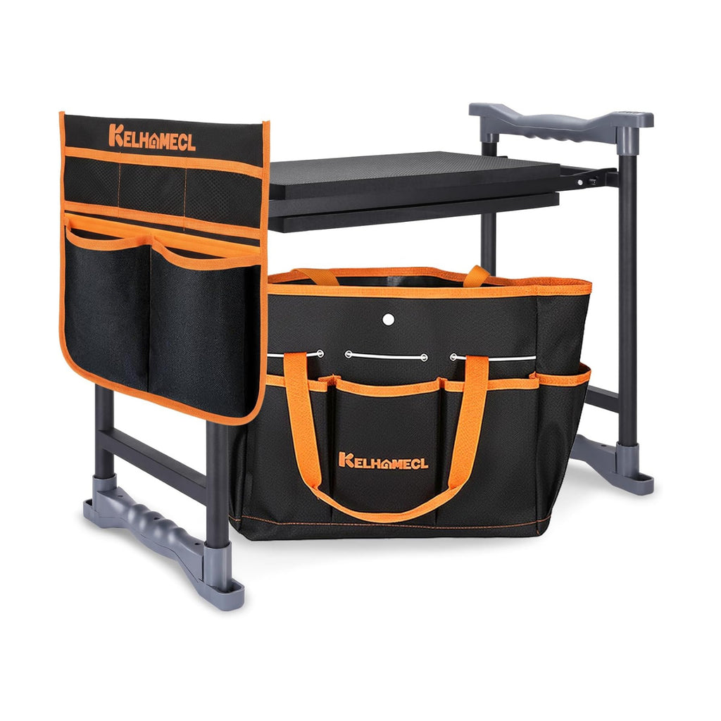 Garden Kneeler and Seat, Extra Wide Thick EVA Pad, Heavy Duty Foldable Garden Bench Holds 350lbs, Ergonomic Kneeling