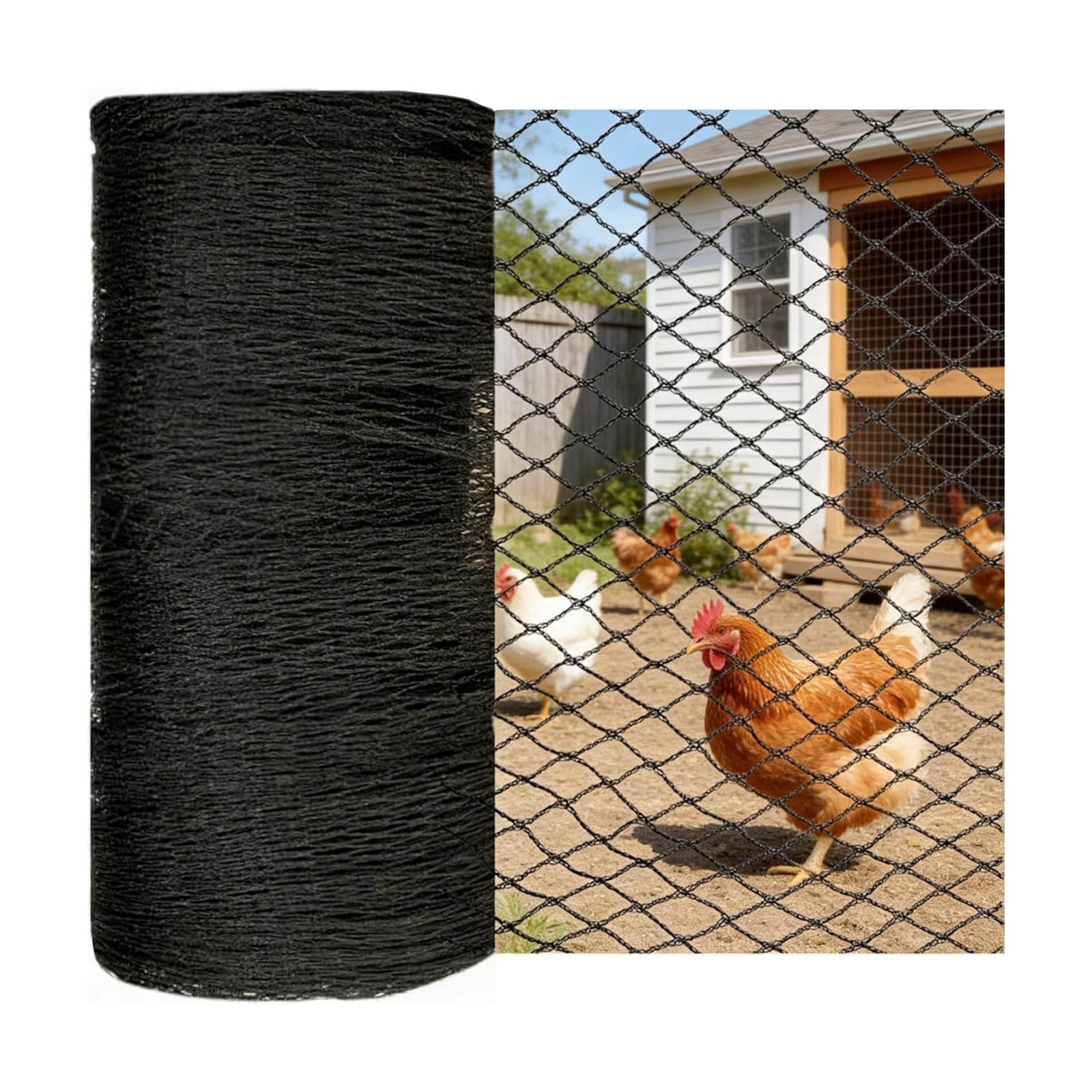 Bird Netting for Chicken Coop 25x50 FT, 1" Chicken Run Cover Net | Woven Coop Netting Roof Against Hawk, Eagle, Owls