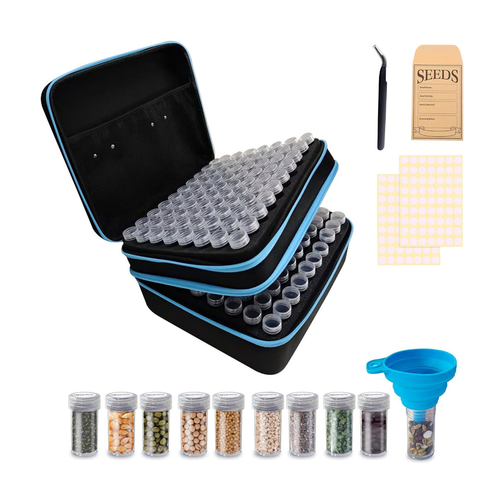240 Slots Seed Storage Organizer Box with 20 Envelopes, Large Capacity Seed Storage Container with Zipper Bag, Label