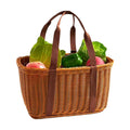 Large Wicker Picnic Basket, Garden Harvest Basket, Wicker Shopping Baskets with Cloth Handles, Reusable Handwoven