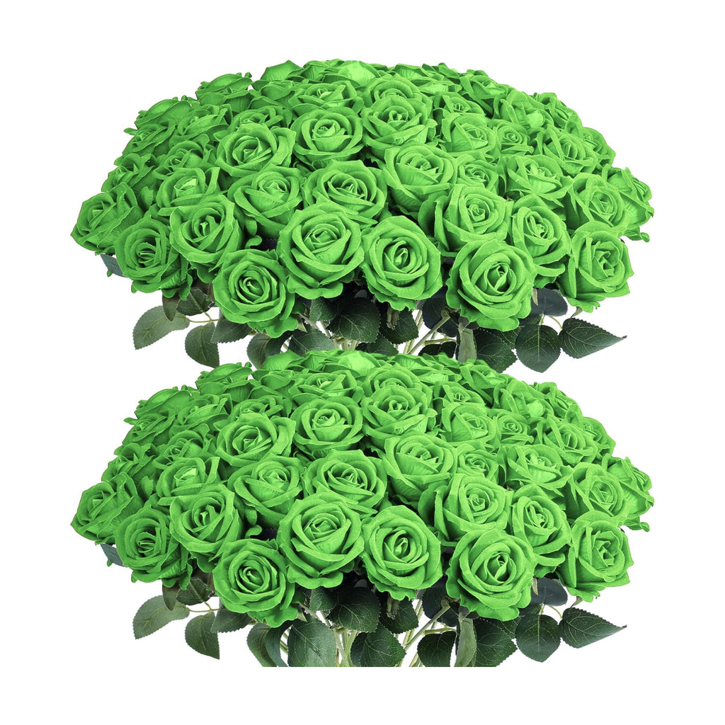 Auihiay 60PCS Green Roses Artificial Flowers, Fake Roses