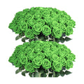 Auihiay 60PCS Green Roses Artificial Flowers, Fake Roses