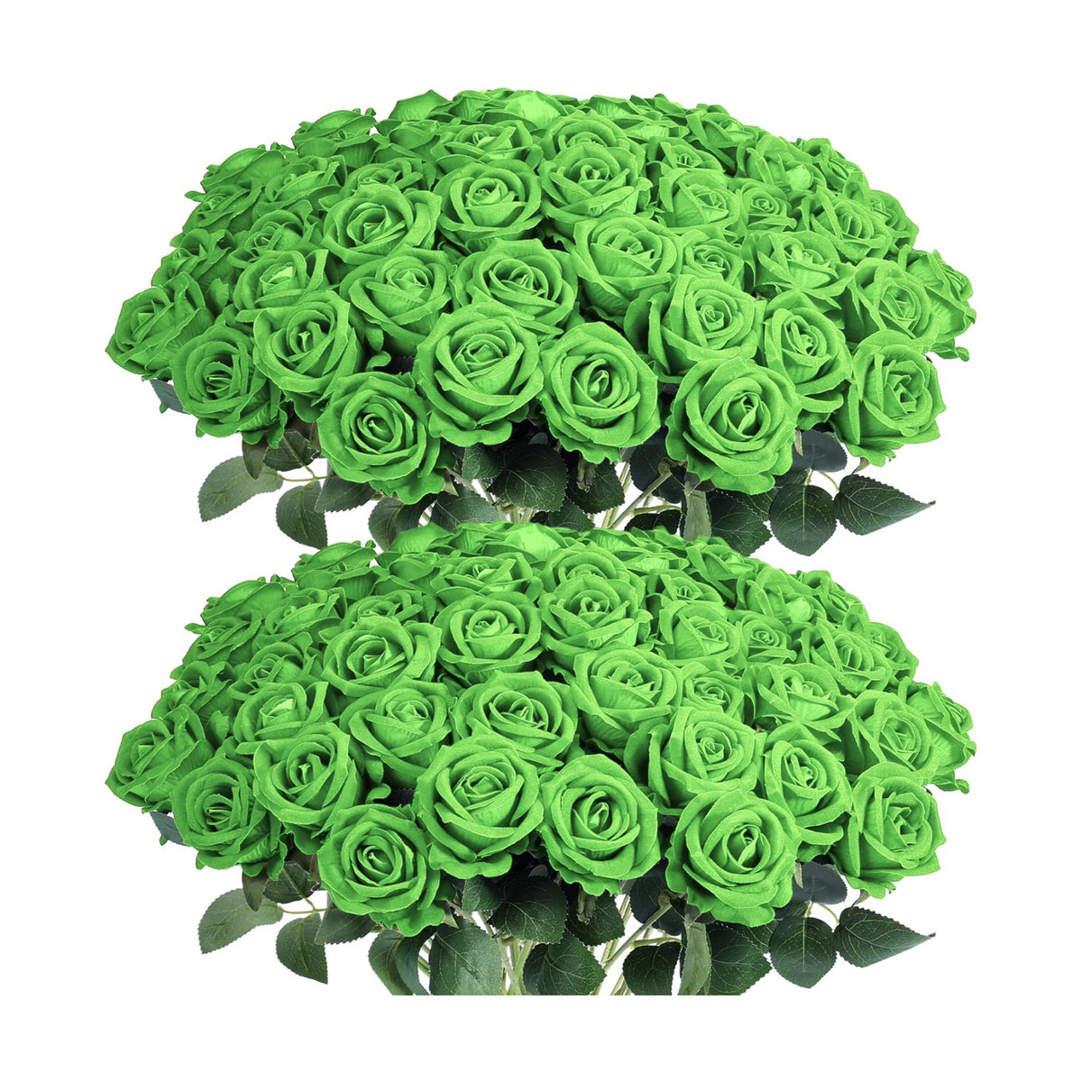 Auihiay 60PCS Green Roses Artificial Flowers, Fake Roses