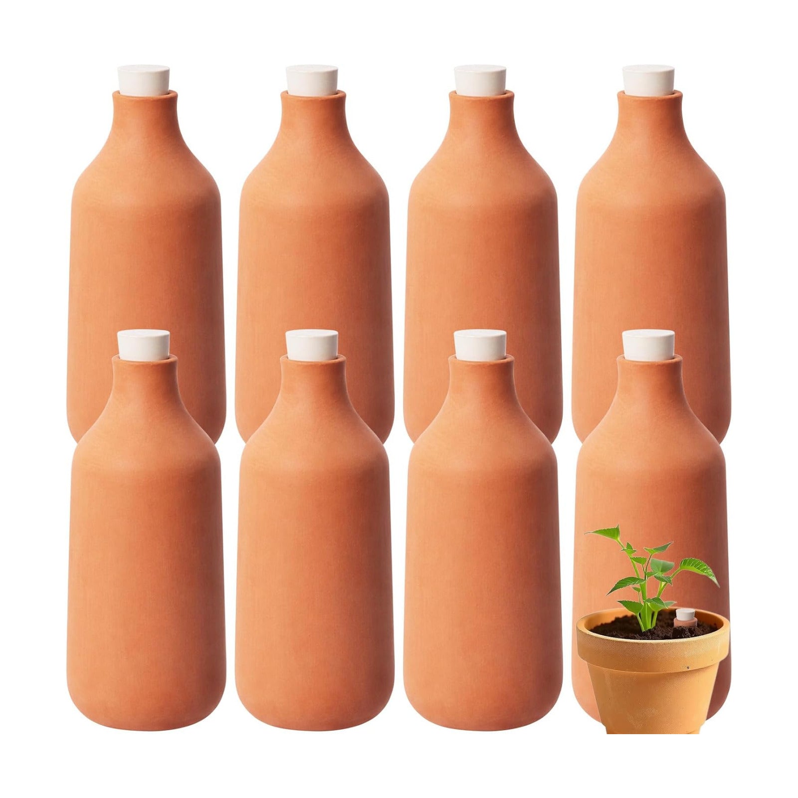 8 Pcs Ollas Terracotta Watering Pots Self Watering Planter Insert Terracotta Globes Clay for Indoor Outdoor Plants (12