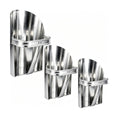 3 Pack Galvanized Feed Scoop Set, Heavy Duty Metal Grain Scoop for Livestock, Horse & Chicken, 3 Sizes with Rolled Edges & Flat Base for Farm, Coop, Gardening