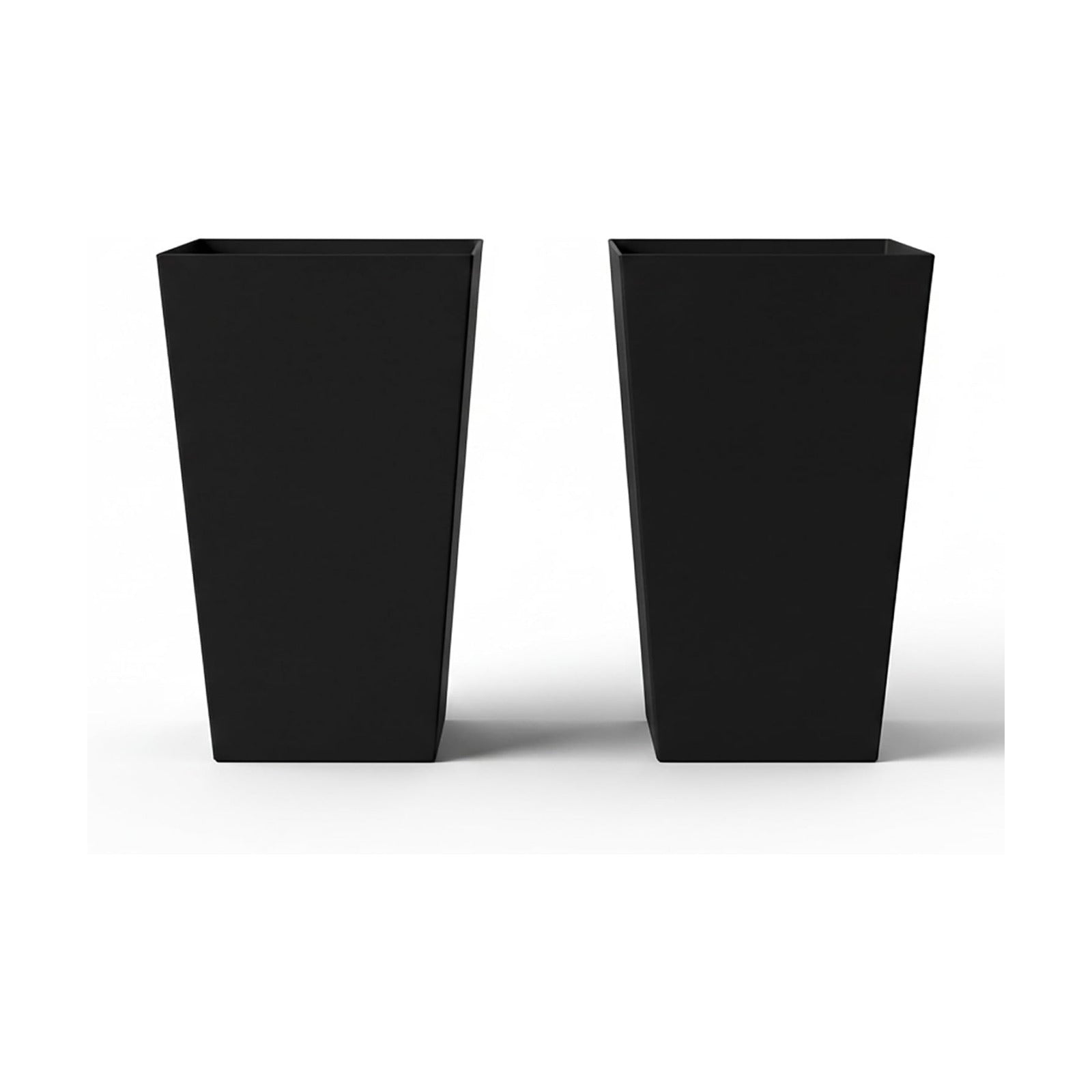 Bloem Finley 20" Tall Recycled Plastic Tapered Planter, Black, Set of 2 | Sharp, stylish tapered appearance with a