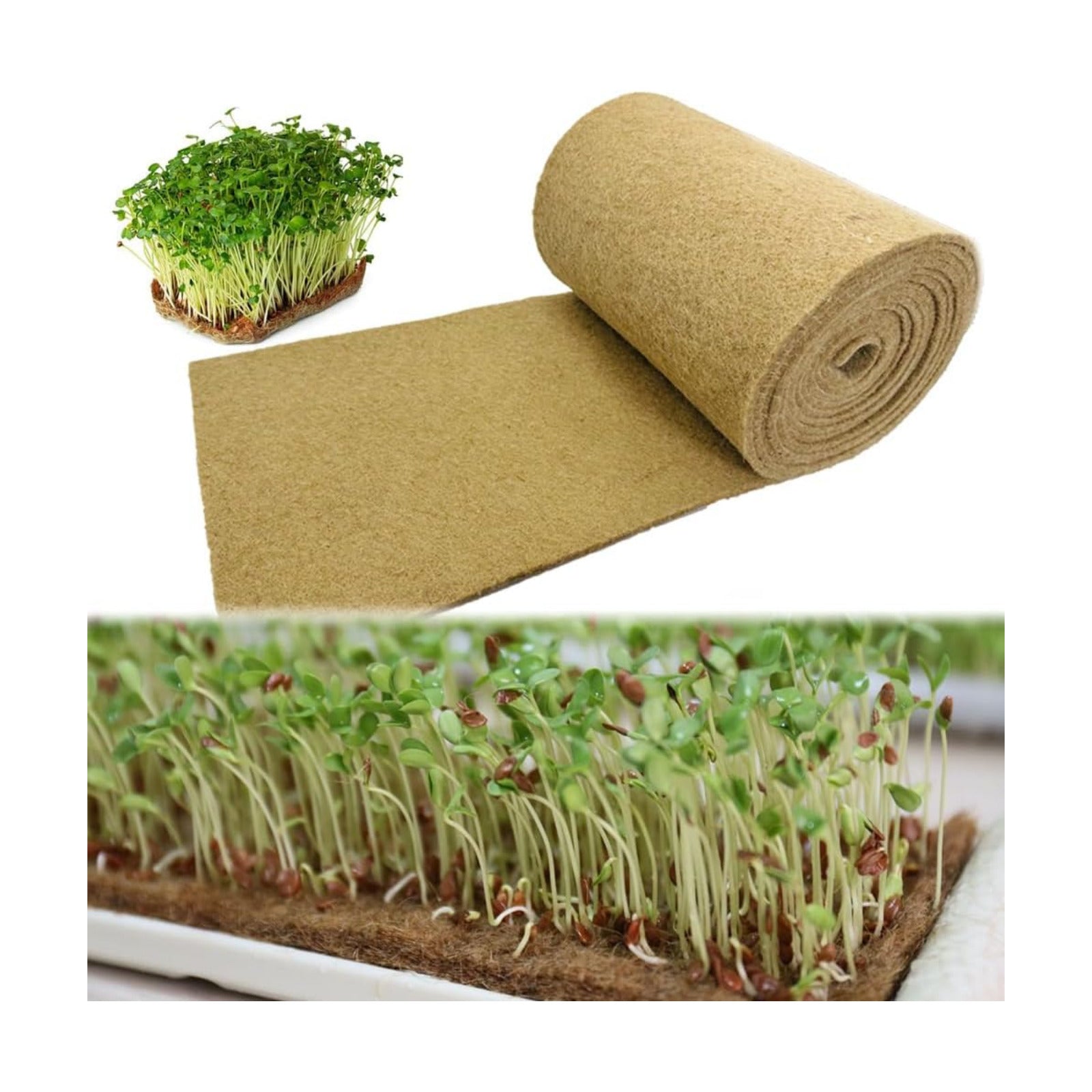 1 Roll 10" x 220" Microgreens Growing Trays Jute Mat Kits, Hydroponic Planting Mat & Seed Germination Pad for