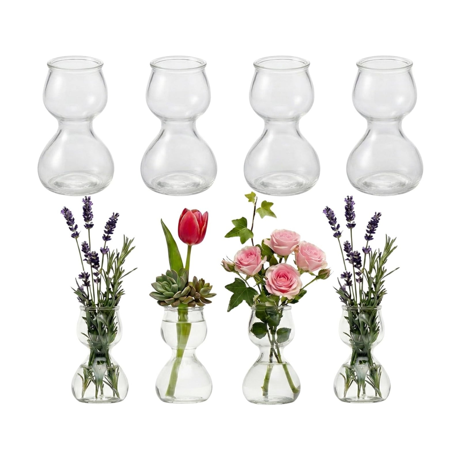 Garden Guru Plant Propagation Stations - Clear Glass Bud Vases Set of 8 - Mini Vases for Wedding Centerpieces, Cafe