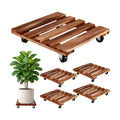 12 Inch Plant Caddy with Wheels, 4 Pack Rolling Plant Stand Rollers with Casters Wooden Plant Dolly with Wheels Heavy