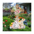 Weysat Easter Metal Yard Signs He Is Risen Cross Metal Decoration Outdoor 23.6 Inch Easter Rabbit Welcome Porch Sign Christian Yard Decorations with Stakes Waterproof for Home Garden Patio Lawn Party