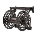 Garden Hose Reel Wall Mount Metal, Holds 125 ft x 5/8" Decorative Water Hose Holder for Outside Storage, Heavy Duty