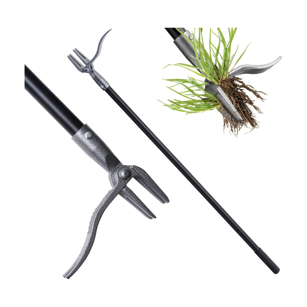Weed Puller, Stand Up Weed Puller Tool with Steel Long Handle, 4 Claw Steel Head Weeder Tool, Handle Weeder Tool