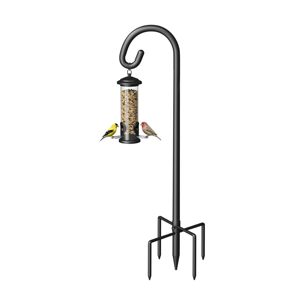 Shepherd Hook for Outdoor, 76" Heavy Duty Bird Feeder Pole with 5 Prong Base, Adjustable Height Bird Feeder Stand Ideal for Hanging Bird Feeders, Plant, and Garden Decorations