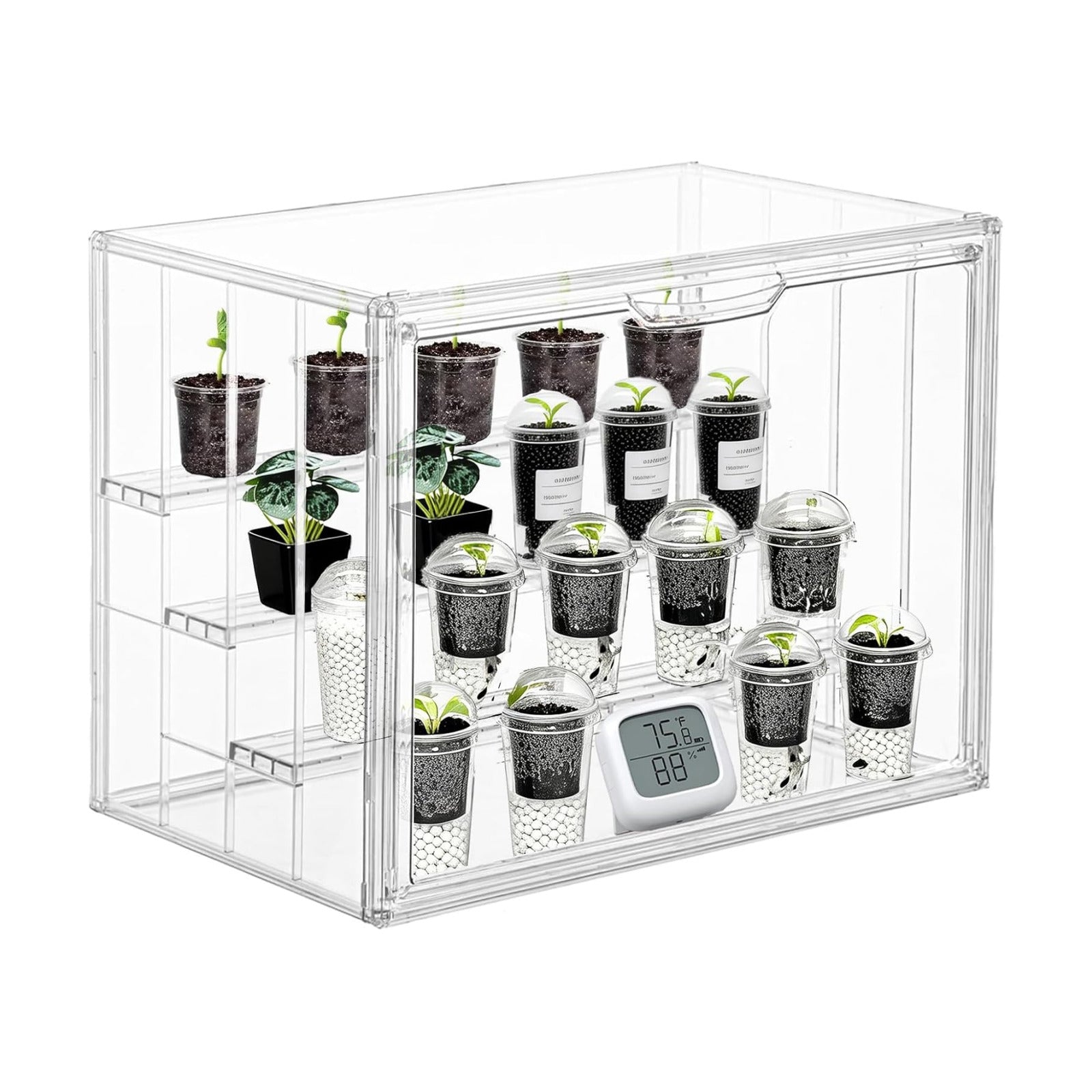 Mini Greenhouse Indoor with Magnetic Door, M-4tier-1pcs | Retains Warmth & Moisture, Durable Construction, Magnetic