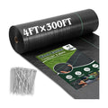 HongWay 4FT x 300FT Weed Barrier Fabric, Heavy Duty Landscape Fabric | Weed Control Garden Cloth with 120 Staples