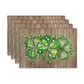 St Patricks Day Eucalyptus Leaves Placemats Set of 4, 12x18 Inch St Patrick Wooden Plank Dining Table Placemats Shamrock Spring Washable Heat Resistance Table Mats for Kitchen Dining Decor
