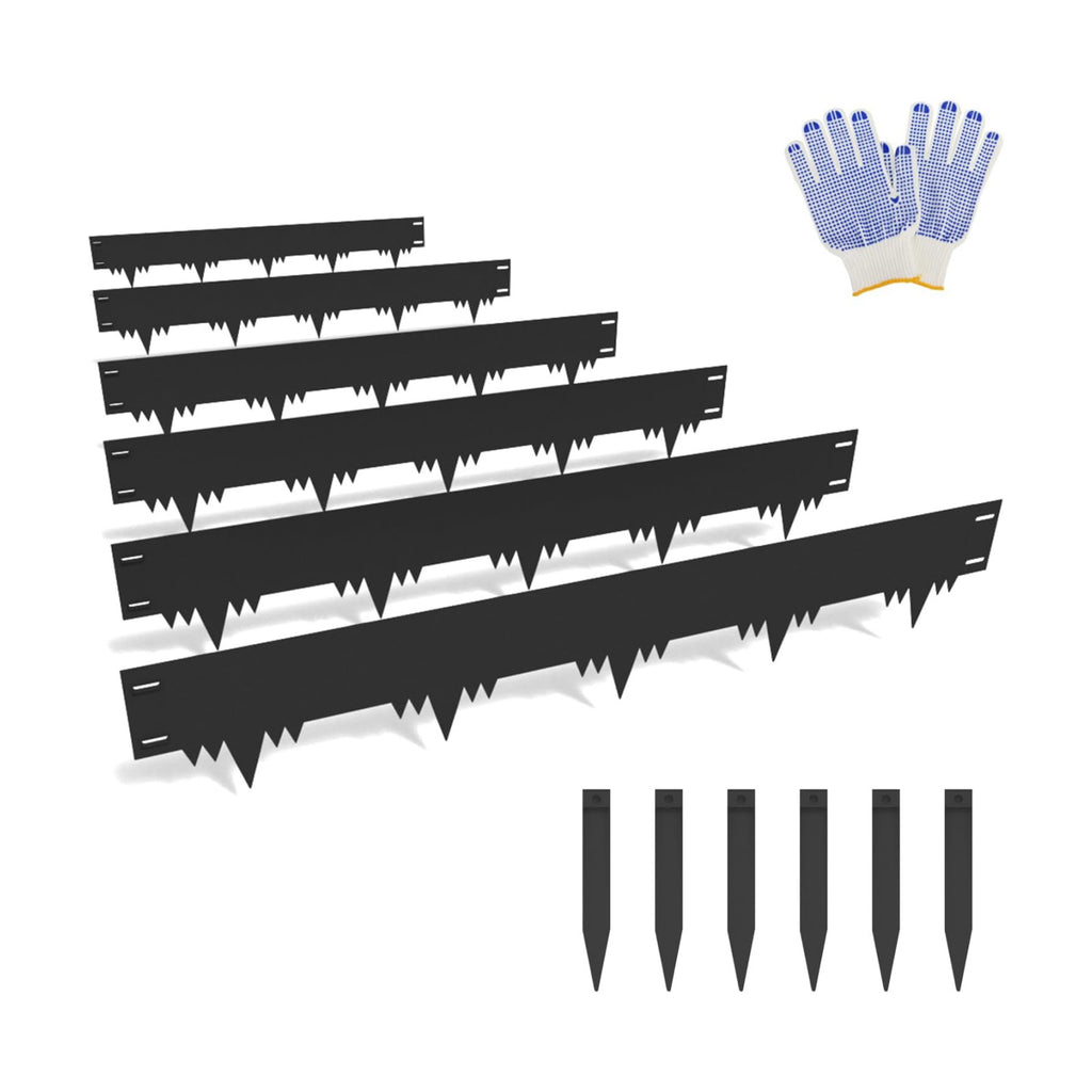 Galvanized Steel Landscape Edging Border 6 Packs 42'' L x 6.5'' H, Metal Landscape Garden Edging Border with 6 Stakes