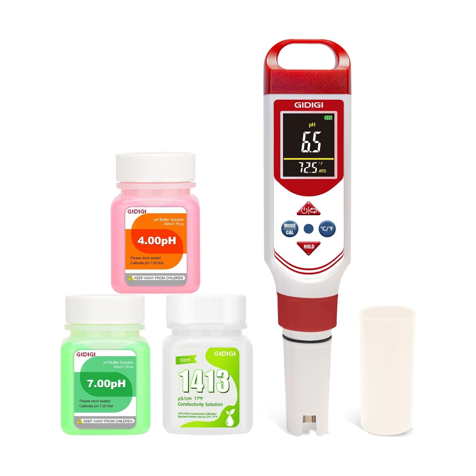 pH EC Meter for Hydroponic, Digital pH TDS EC ppm Tester | Color Screen Display, High Accuracy pH Pen Probe for
